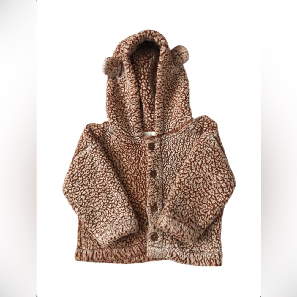 2/15$•Fuzzy button up jacket with animal ears • Baby clothing • 12-18 months old